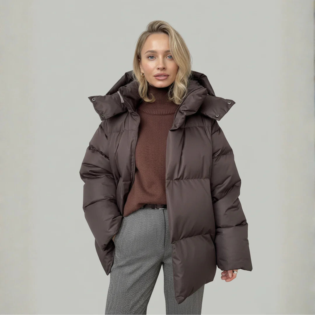 Winter Pufferjacke Damen mit Kapuze | Stehkragen