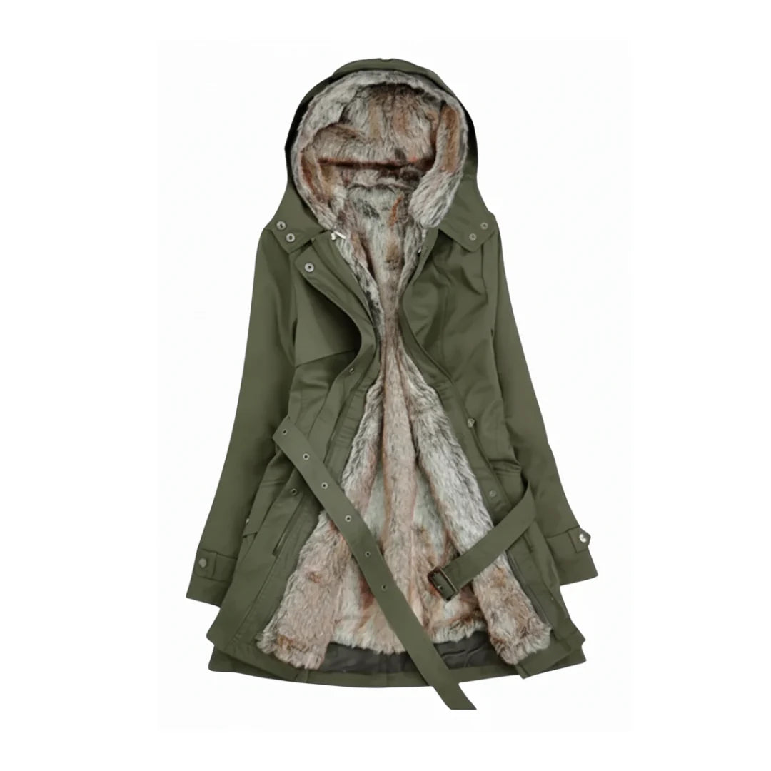 Damen Winterparka mit Kapuze und Gürtel | Winteroberbekleidung