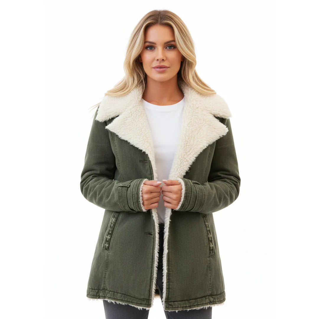 Teddy Jacke mit Sherpa-Innenfutter für Damen | Full-Zip Design