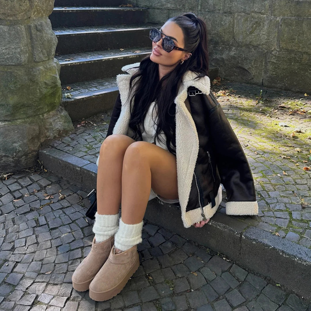 Gefütterte Plateau-Stiefel für Damen