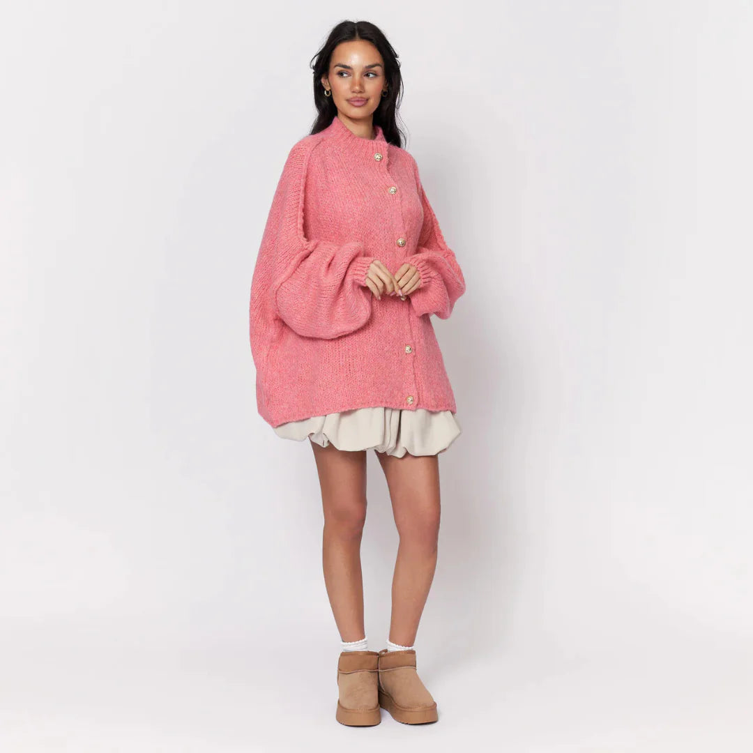 Übergroßer Strickjacke für Damen | Knopfleiste