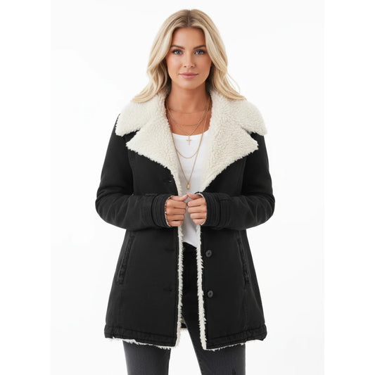 Teddy Jacke mit Sherpa-Innenfutter für Damen | Full-Zip Design