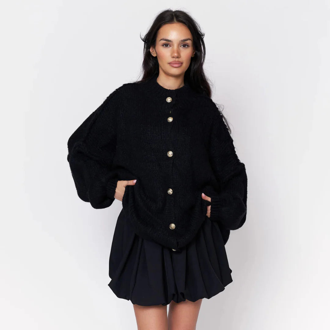 Übergroßer Strickjacke für Damen | Knopfleiste